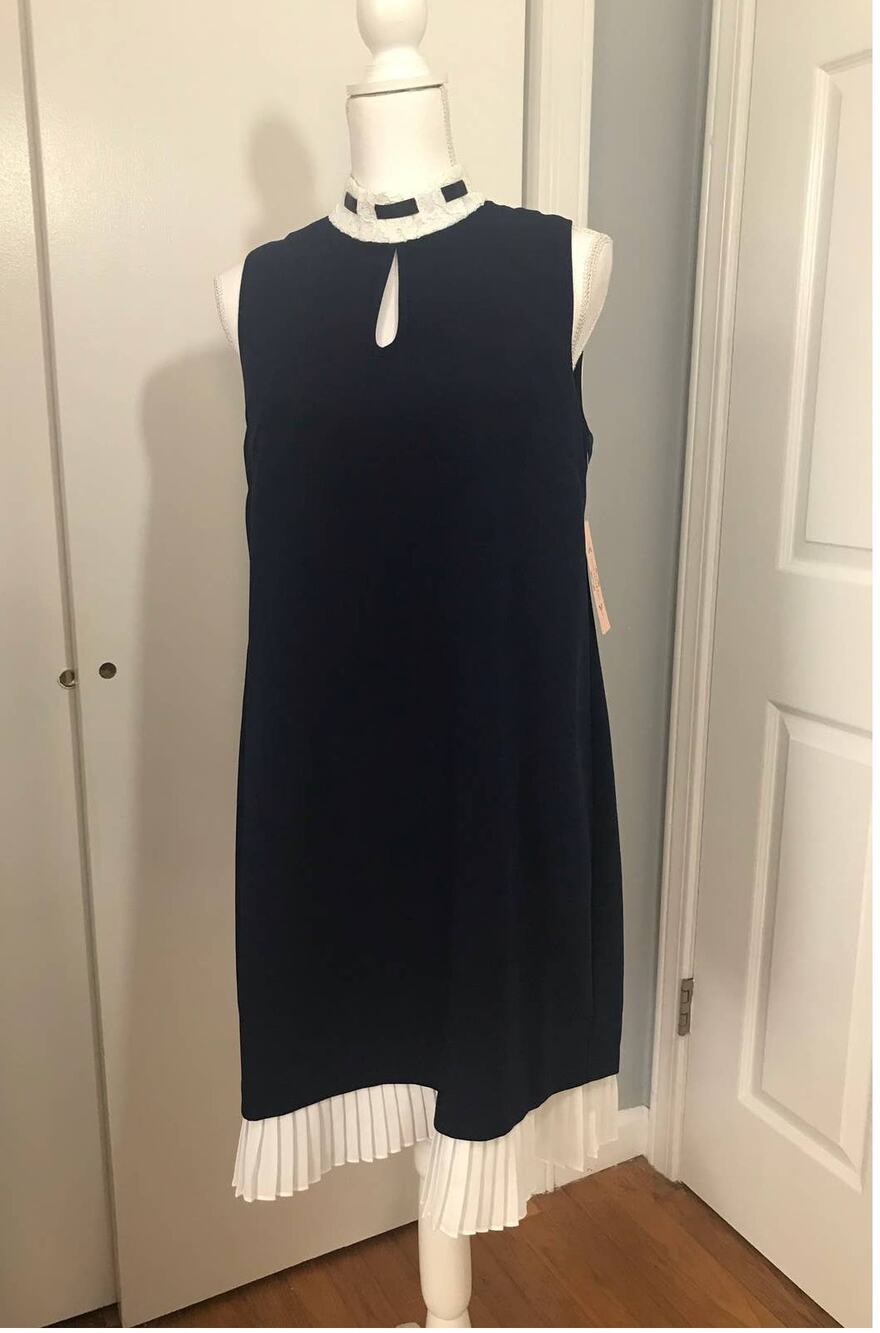 Nanette Lepore Shift Dress Size 8 Navy & Marshmallow NWT